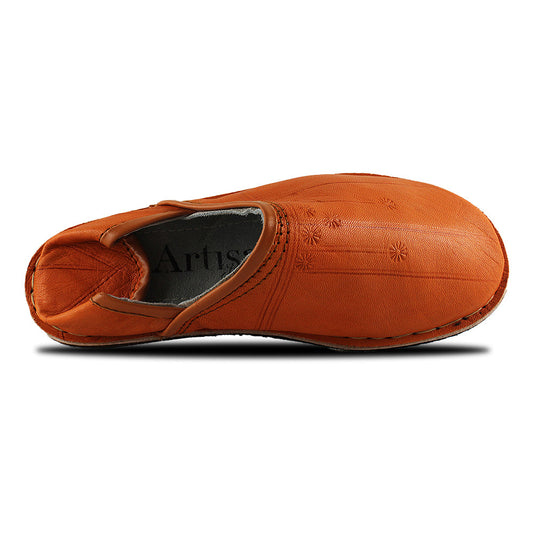 Lava Orange Berber Leather Slipper