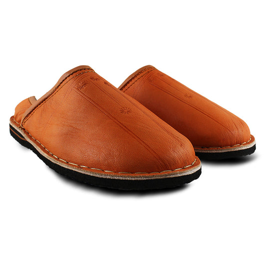 Lava Orange Berber Leather Slipper