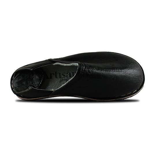 Velvet Black Berber Leather Slipper