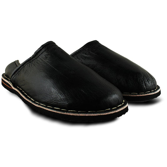 Velvet Black Berber Leather Slipper