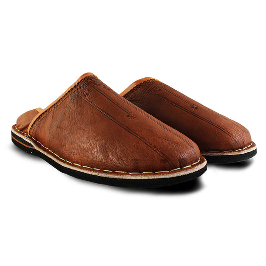 Bourbon Brown Berber Leather Slipper